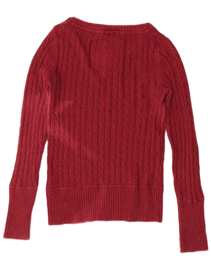 SUPERDRY Womens Boat Neck Jumper Sweater UK 10 Small Burgundy Cotton