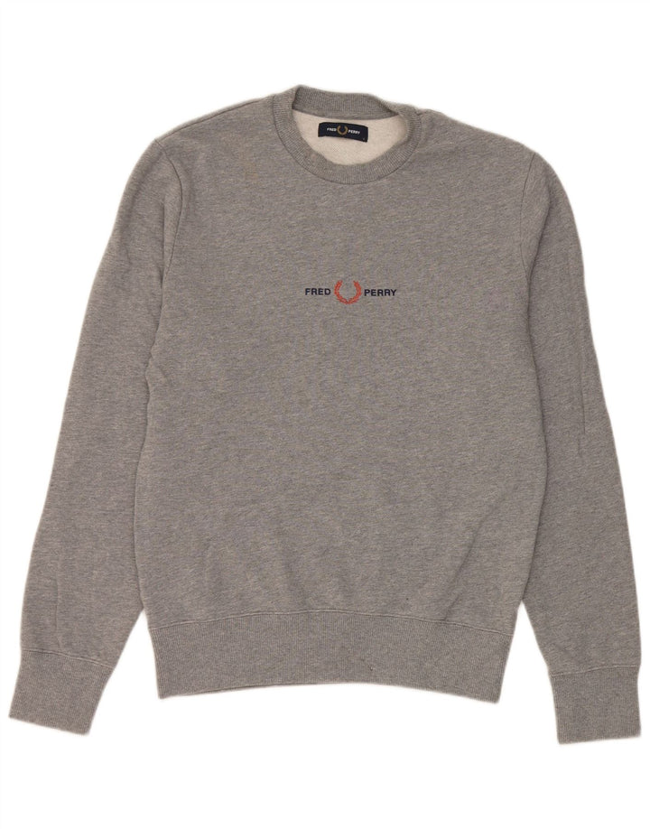 Fred Perry Mens Sweatshirt Jumper Small Grey Cotton