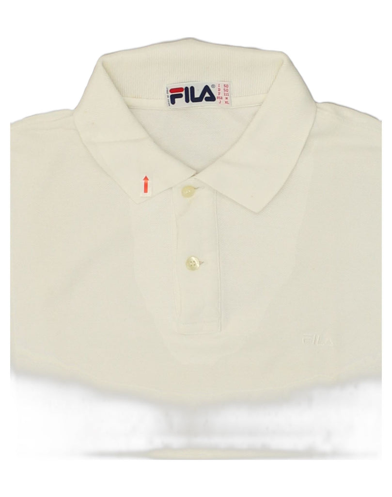 FILA Mens Polo Shirt IT 50 Medium White Cotton | Vintage Fila | Thrift | Second-Hand Fila | Used Clothing | Messina Hembry 