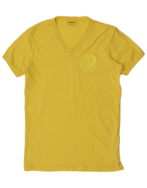 Diesel Mens Graphic T-Shirt Top Large Yellow Cotton