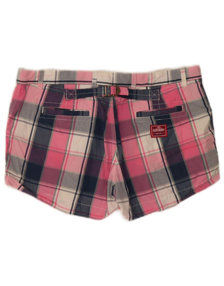 Superdry Womens Hot Pants Medium W30 Pink Plaid Cotton