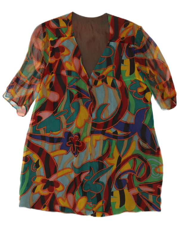 VINTAGE Womens Abstract Pattern Shift Dress UK 14 Medium Multicoloured