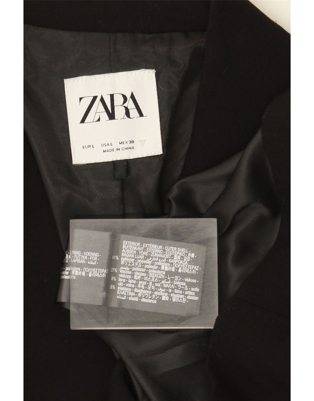Zara Womens 1 Button Blazer Jacket UK 16 Large Black Polyester