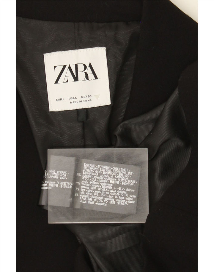 Zara Womens 1 Button Blazer Jacket UK 16 Large Black Polyester
