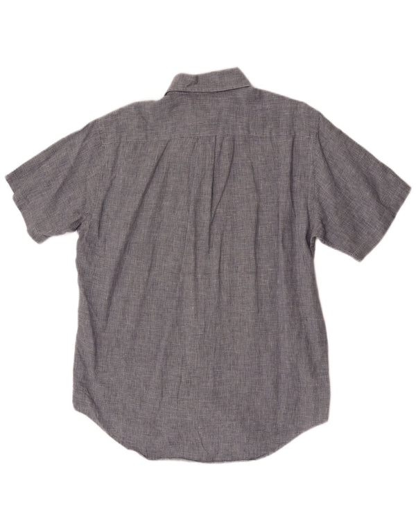 Brooks Brothers Mens Short Sleeve Shirt Medium Blue Houndstooth