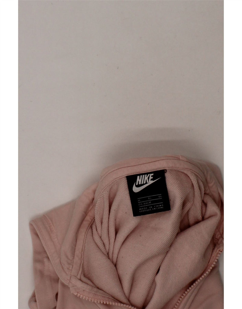 NIKE Girls Graphic Zip Hoodie Sweater 13-14 Years XL Pink Cotton Vintage Nike and Second-Hand Nike from Messina Hembry 