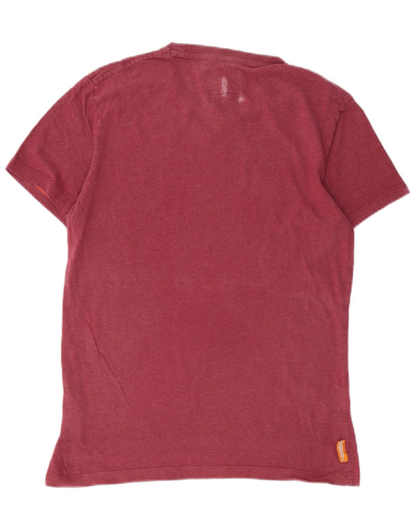 SUPERDRY Mens T-Shirt Top Medium Burgundy Cotton