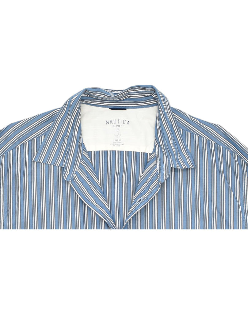 NAUTICA Mens Tailored Fit Shirt XL Blue Striped Cotton | Vintage | Thrift | Second-Hand | Used Clothing | Messina Hembry 