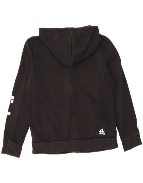 Adidas Womens Graphic Zip Hoodie Sweater UK 16/18 Large Black Cotton