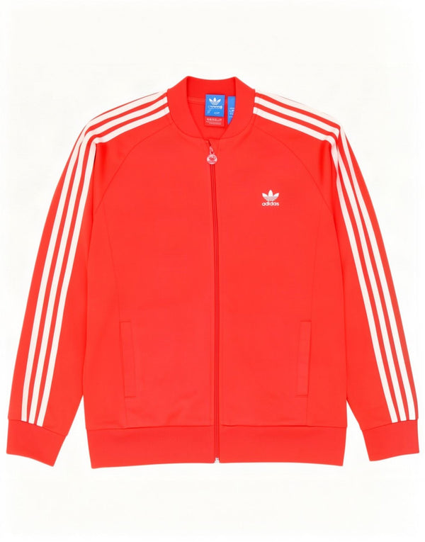 Adidas Boys Tracksuit Top Jacket 14-15 Years Red Polyester