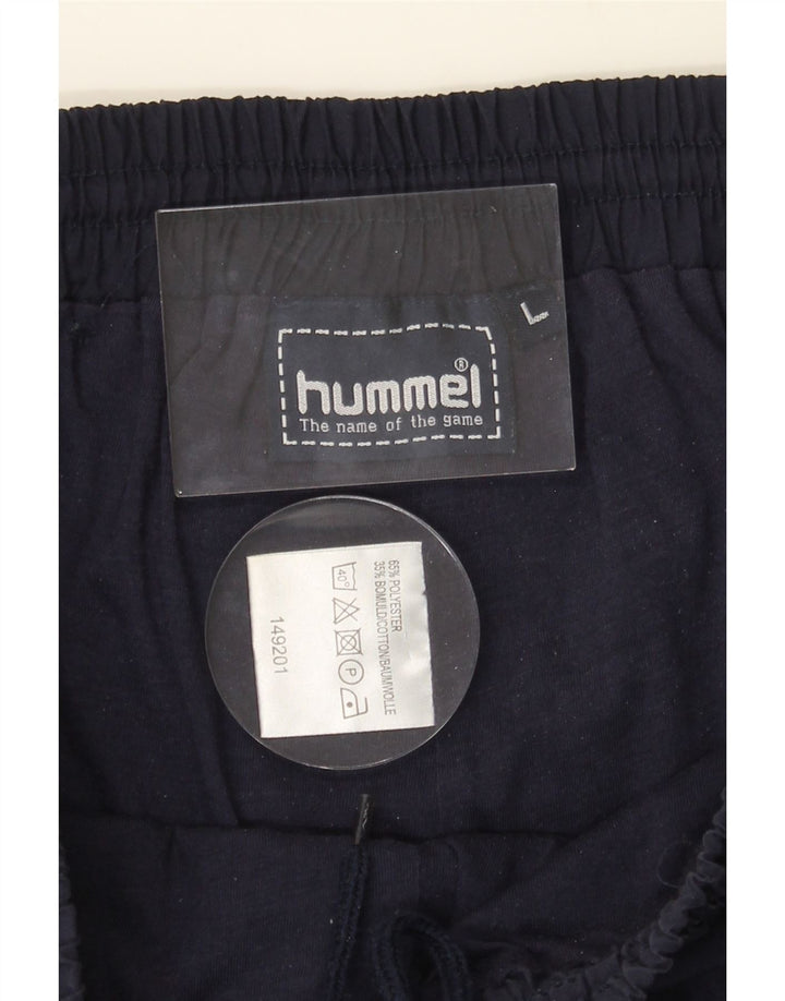 HUMMEL Mens Tracksuit Trousers Joggers Large  Navy Blue Polyester Vintage Hummel and Second-Hand Hummel from Messina Hembry 