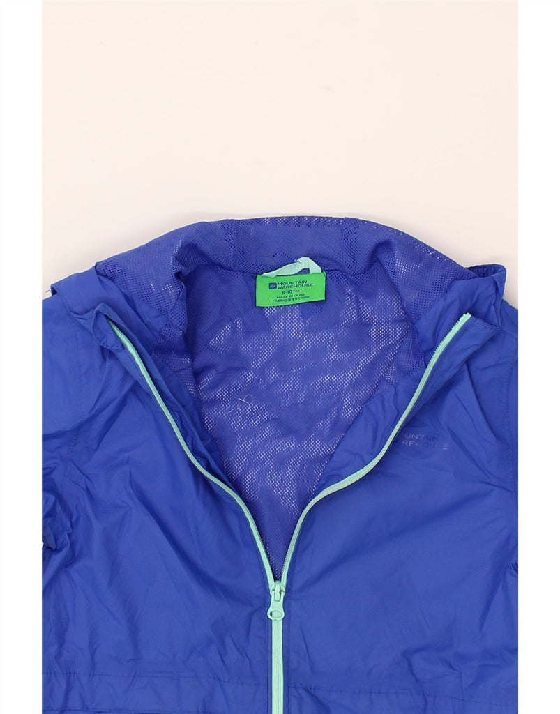 MOUNTAIN WAREHOUSE Girls Hooded Raincoat 9-10 Years Blue Nylon Vintage Mountain Warehouse and Second-Hand Mountain Warehouse from Messina Hembry 