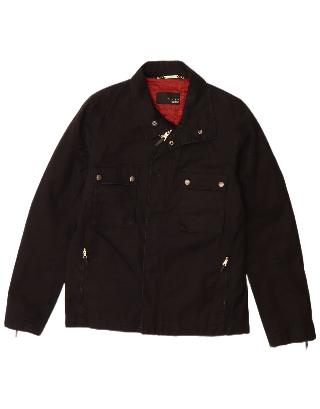 ZARA Mens Utility Jacket UK 38 Medium Black Cotton