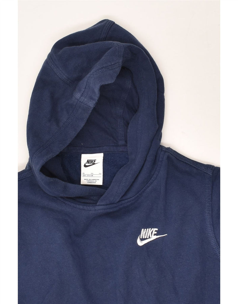 NIKE Girls Hoodie Jumper 13-14 Years XL Navy Blue Cotton | Vintage Nike | Thrift | Second-Hand Nike | Used Clothing | Messina Hembry 