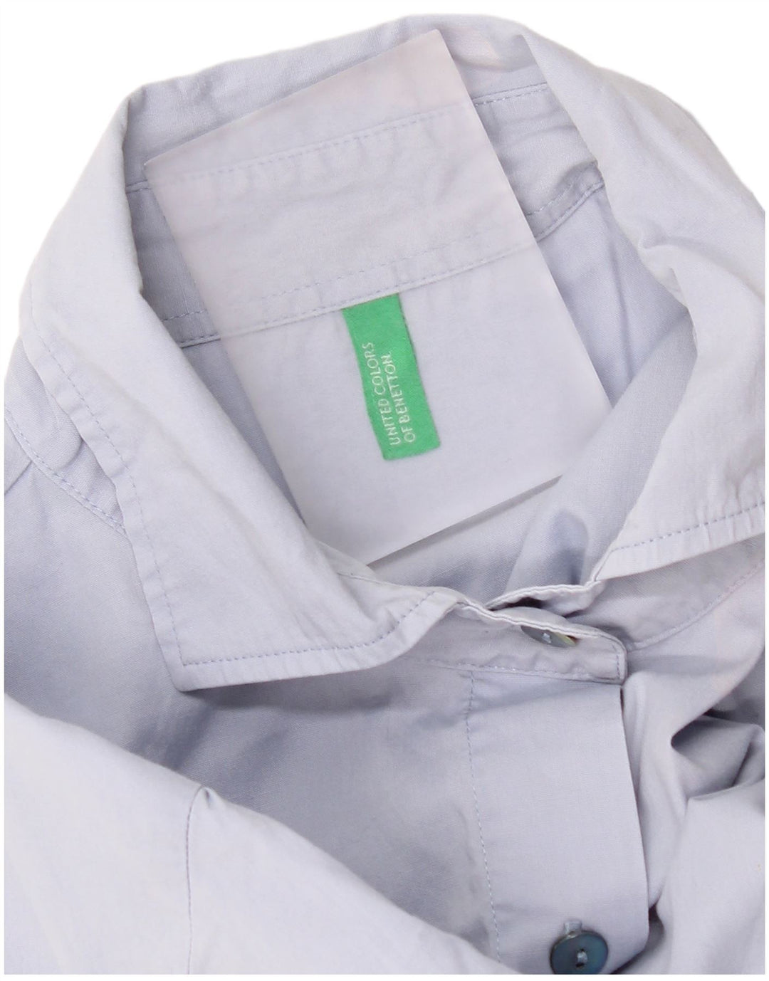 Benetton Womens Short Sleeve Shirt UK 12 Medium Blue