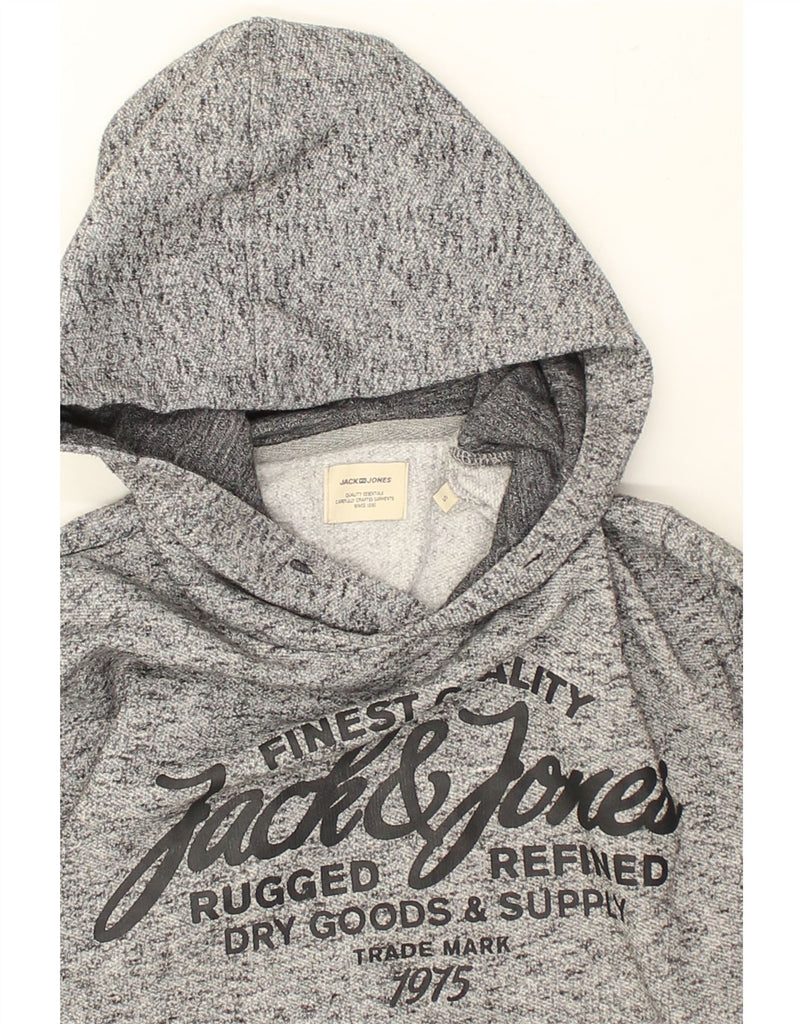 JACK & JONES Mens Graphic Hoodie Jumper Small Grey Flecked Polyester | Vintage Jack & Jones | Thrift | Second-Hand Jack & Jones | Used Clothing | Messina Hembry 