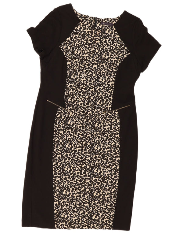 Marks & Spencer Womens Sheath Dress UK 16 Large Black Animal Print Viscose