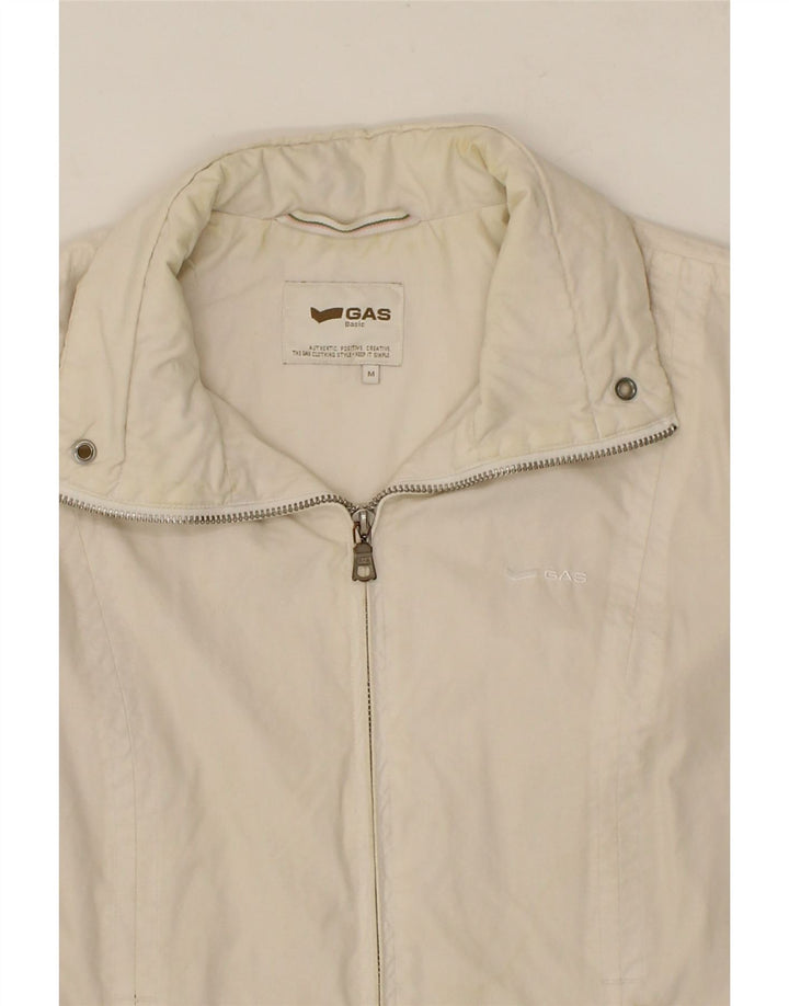GAS Womens Bomber Jacket UK 14 Medium White Polyester Vintage Gas and Second-Hand Gas from Messina Hembry 