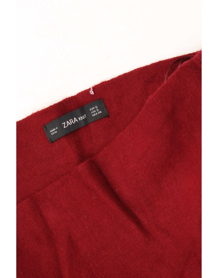 Zara Womens Knit Flared Skirt Small W26 Burgundy