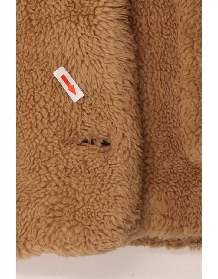 Zara Womens Oversized Sherpa Jacket UK 6 XS Brown Polyester