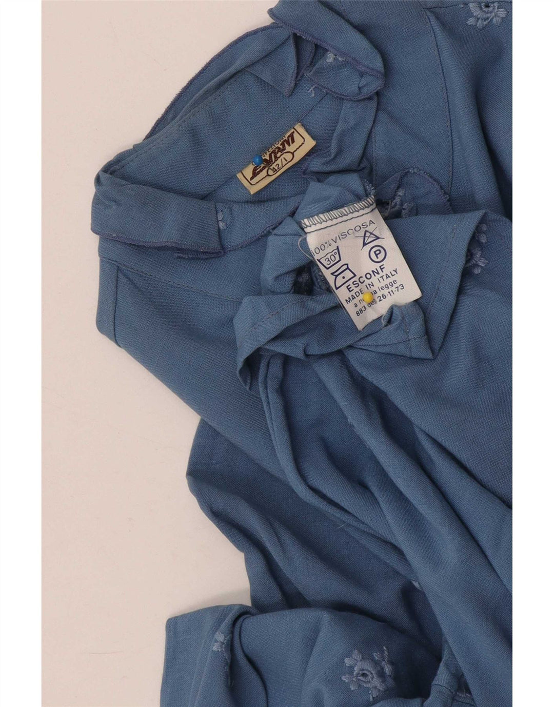 Vintage Womens Shirt Blouse IT 42 Medium Blue Floral Viscose