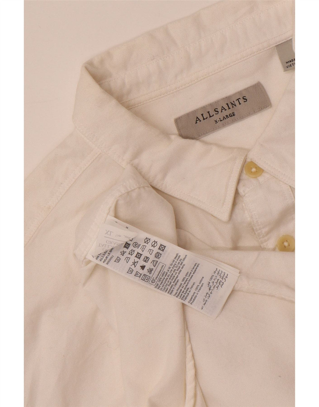 ALL SAINTS Mens Shirt XL White Cotton