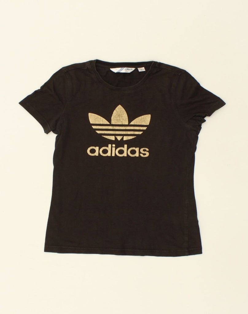 ADIDAS Womens Graphic T-Shirt Top IT 40 Small Black Cotton | Vintage Adidas | Thrift | Second-Hand Adidas | Used Clothing | Messina Hembry 