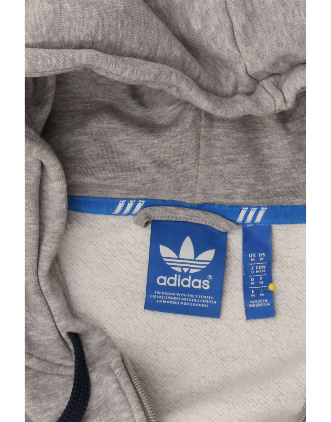 ADIDAS Mens Graphic Zip Hoodie Sweater Medium Grey Cotton Vintage Adidas and Second-Hand Adidas from Messina Hembry 