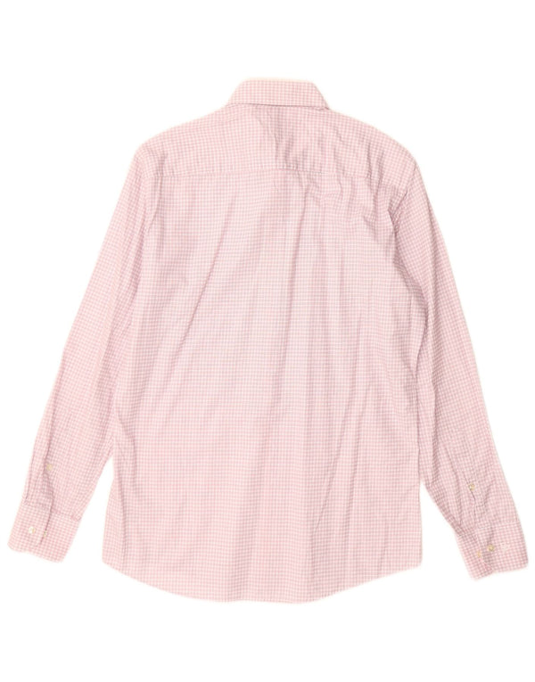 Roy Robson Mens Regular Fit Shirt Size 39 15 1/2 Medium Pink Check Cotton