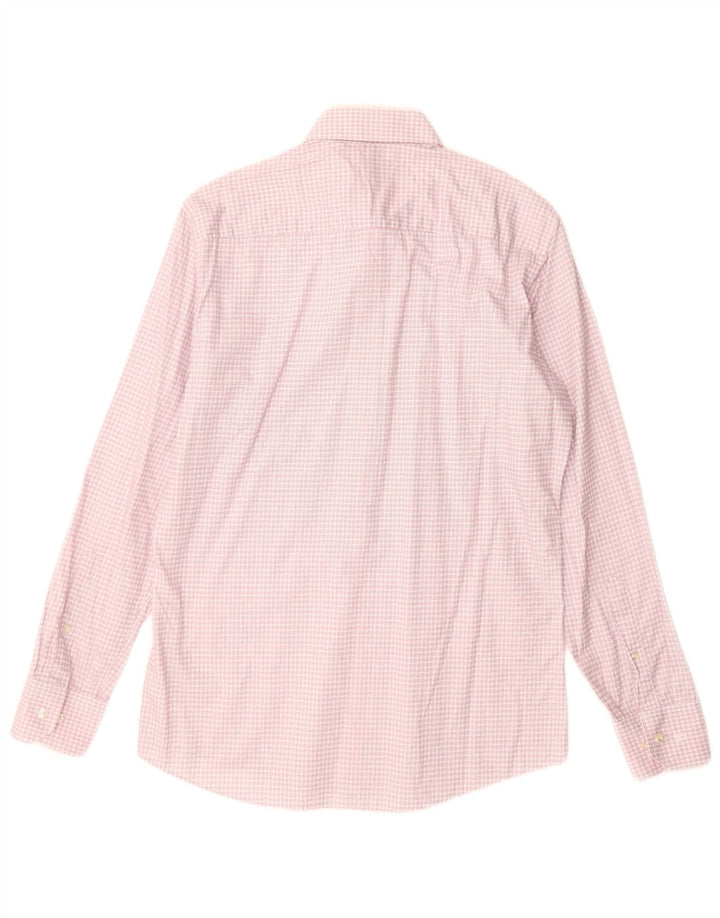 Roy Robson Mens Regular Fit Shirt Size 39 15 1/2 Medium Pink Check Cotton