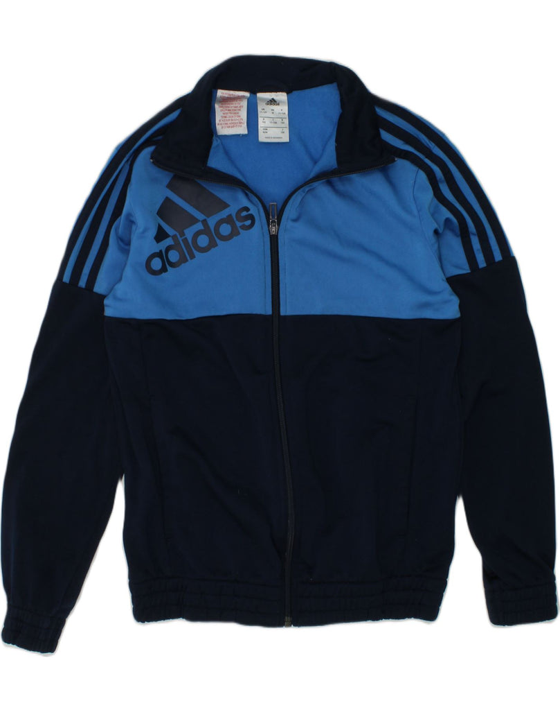 ADIDAS Boys Graphic Tracksuit Top Jacket 11-12 Years Navy Blue Colourblock | Vintage Adidas | Thrift | Second-Hand Adidas | Used Clothing | Messina Hembry 