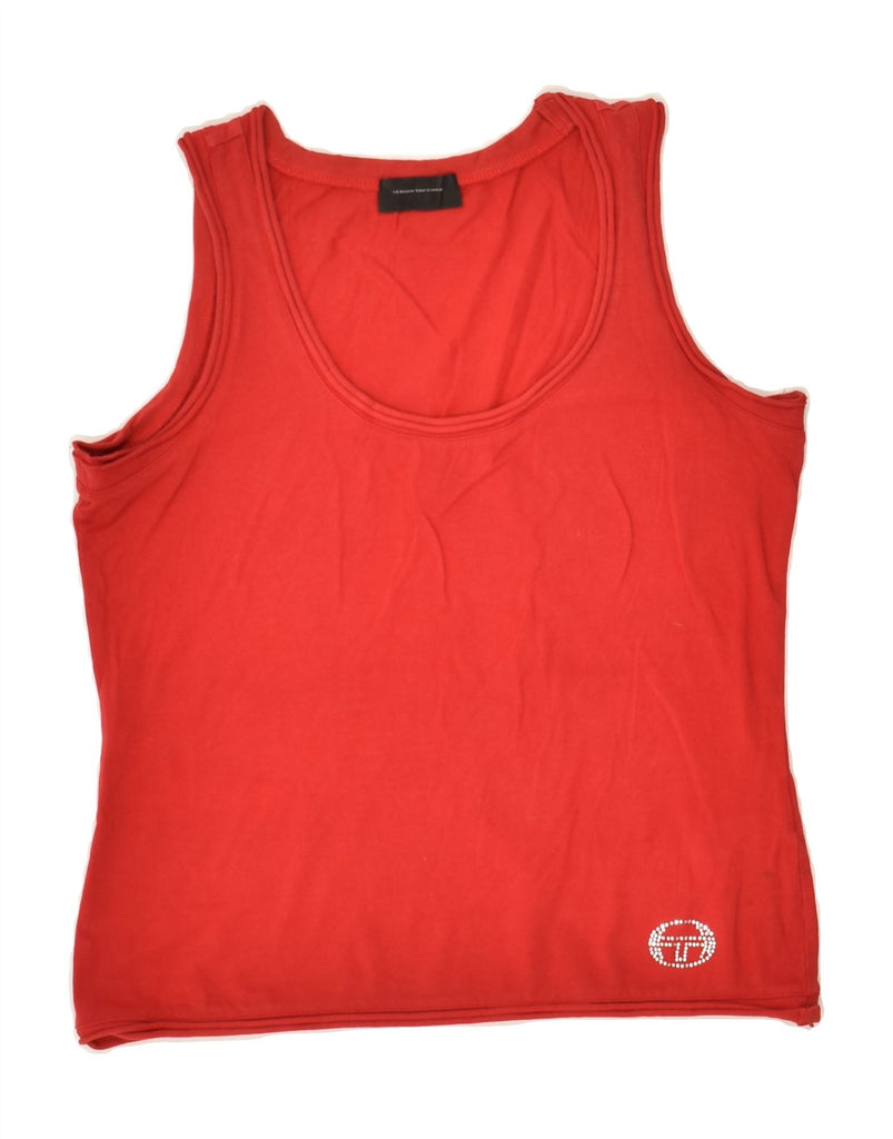 SERGIO TACCHINI Womens Crop Vest Top UK 10 Small Red Cotton | Vintage Sergio Tacchini | Thrift | Second-Hand Sergio Tacchini | Used Clothing | Messina Hembry 