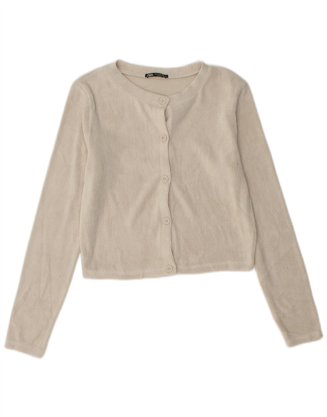 Zara Womens Crop Cardigan Sweater UK 12 Medium Beige