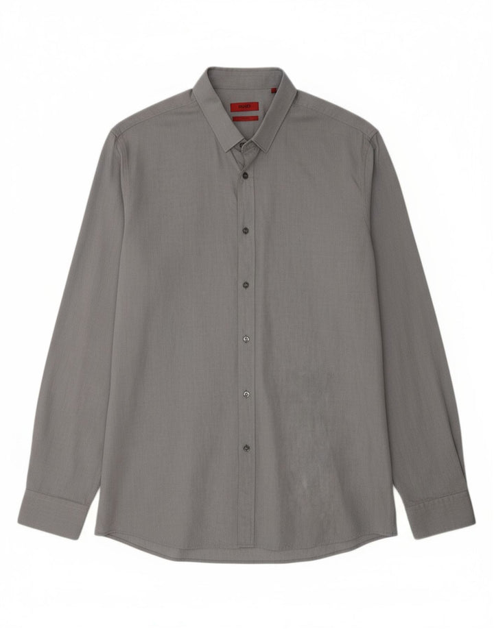 HUGO BOSS Mens Slim Fit Shirt XL Grey Check Cotton