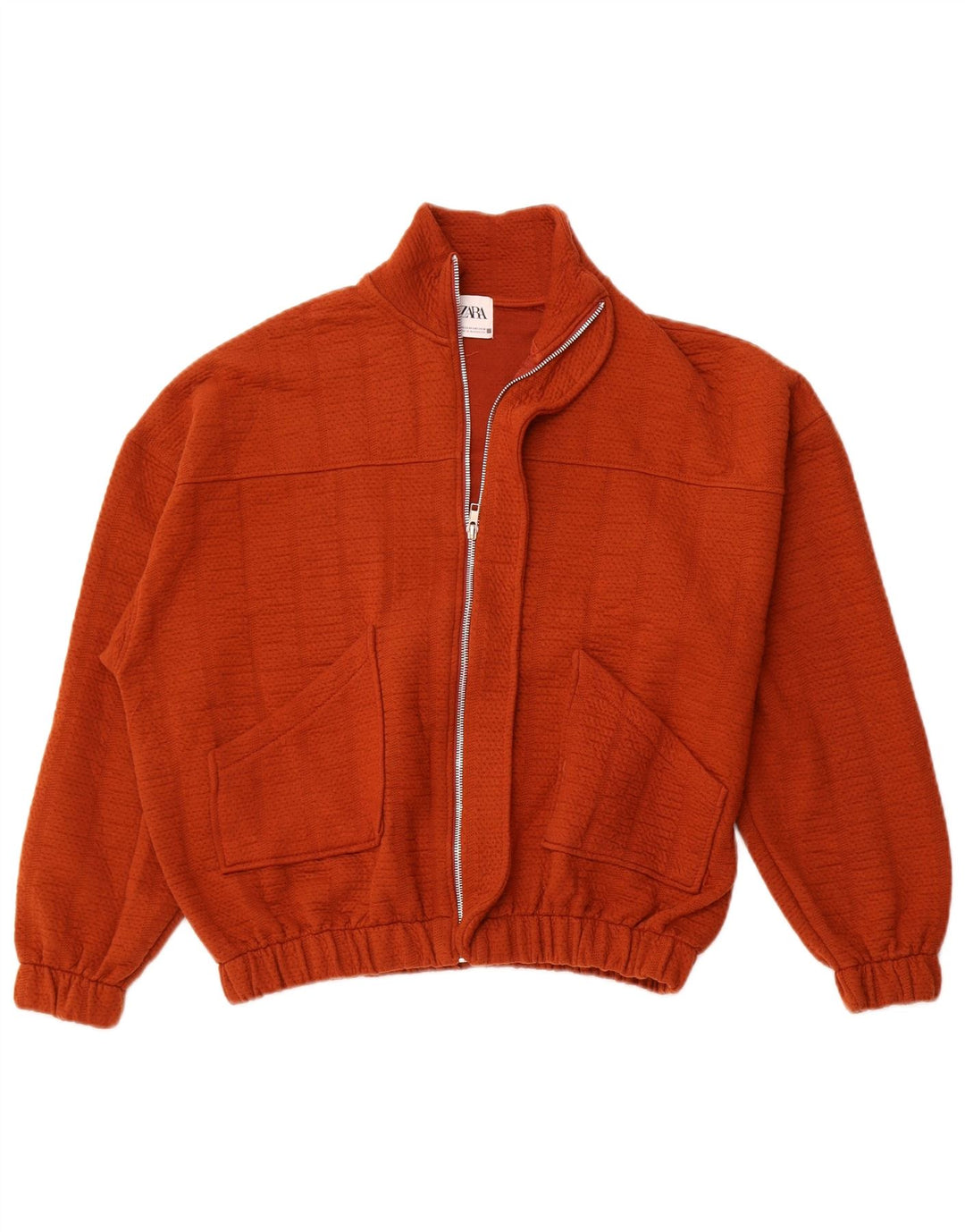ZARA Womens Oversized Bomber Jacket UK 6 XS Maroon Polyester