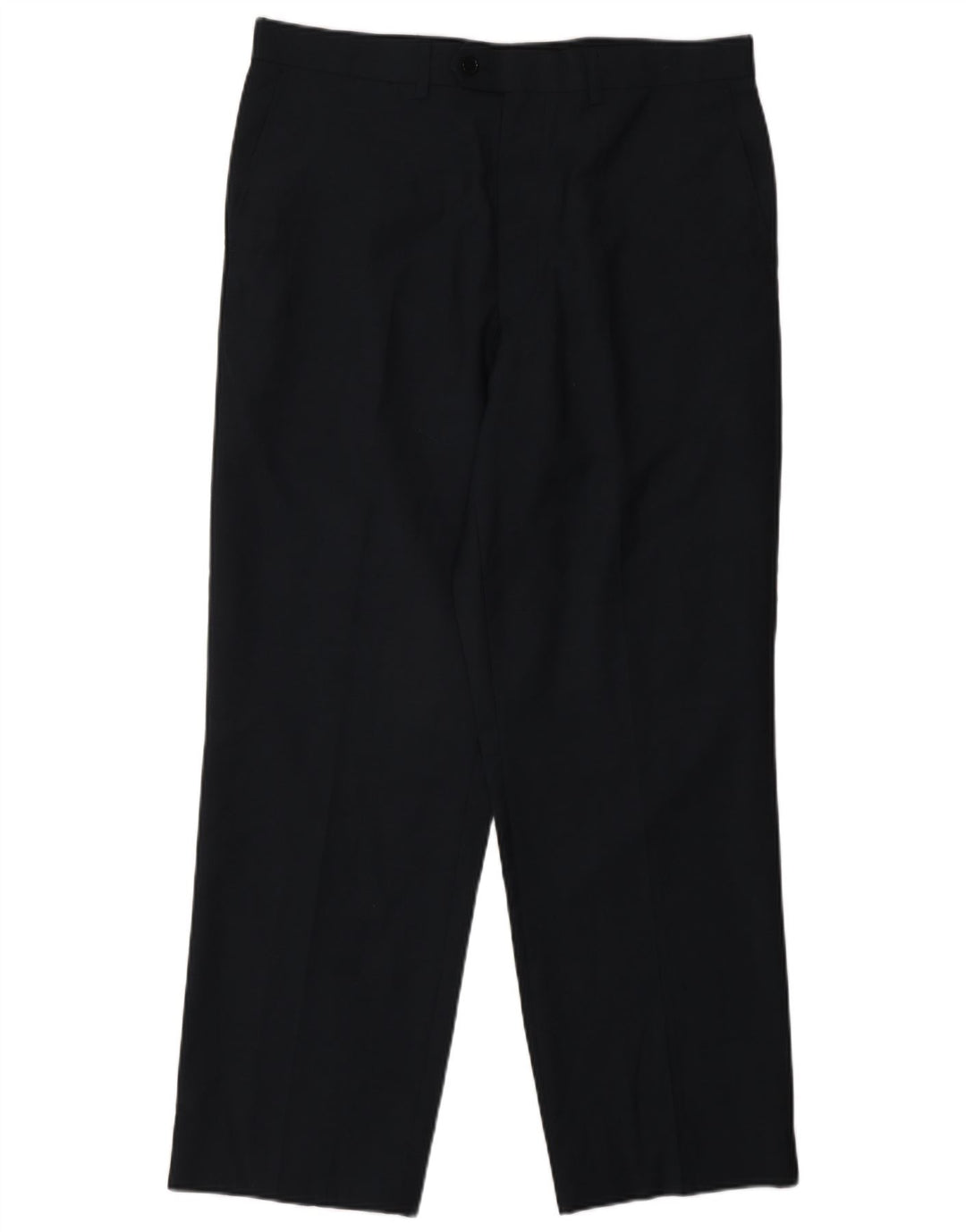 Marks & Spencer Mens Straight Casual Trousers W34 L29 Navy Blue Wool