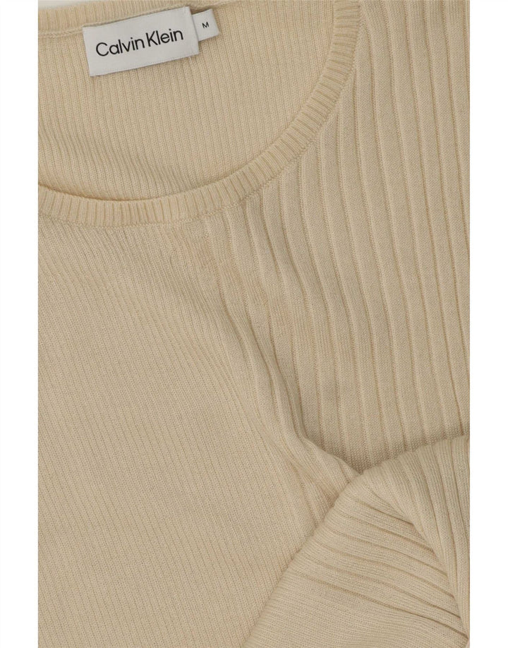 Calvin Klein Womens Longline Vest Tank Top UK 14 Medium Beige