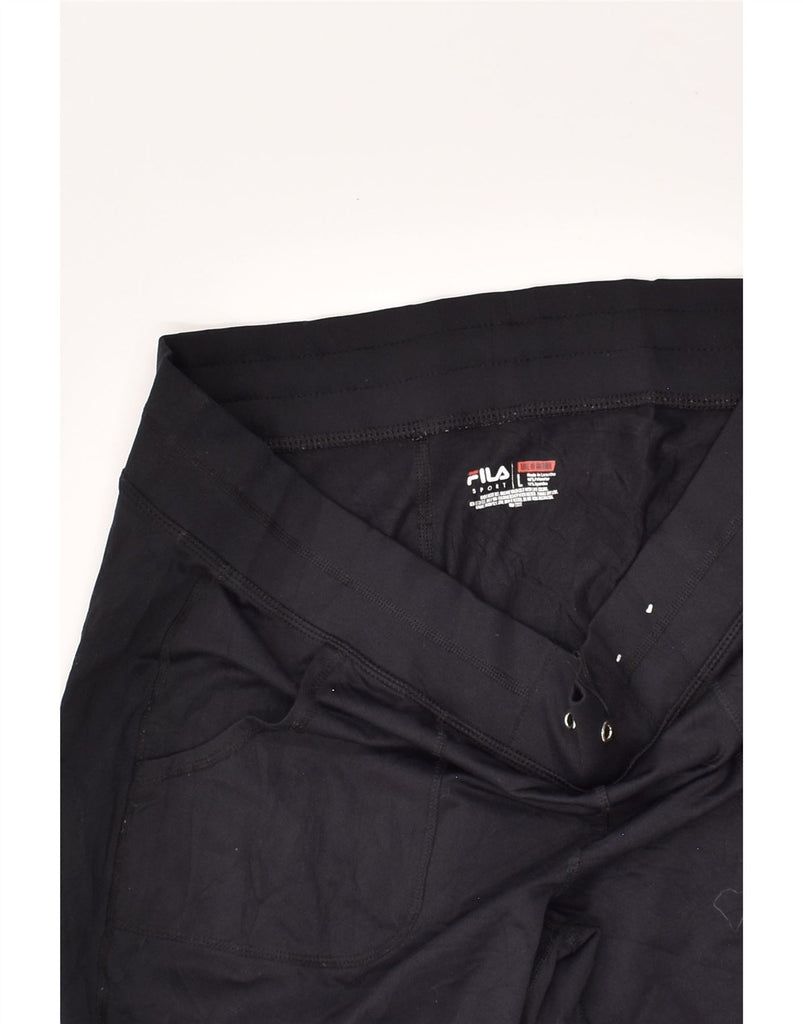 FILA Womens Tracksuit Trousers UK 16 Large Black Polyester | Vintage Fila | Thrift | Second-Hand Fila | Used Clothing | Messina Hembry 