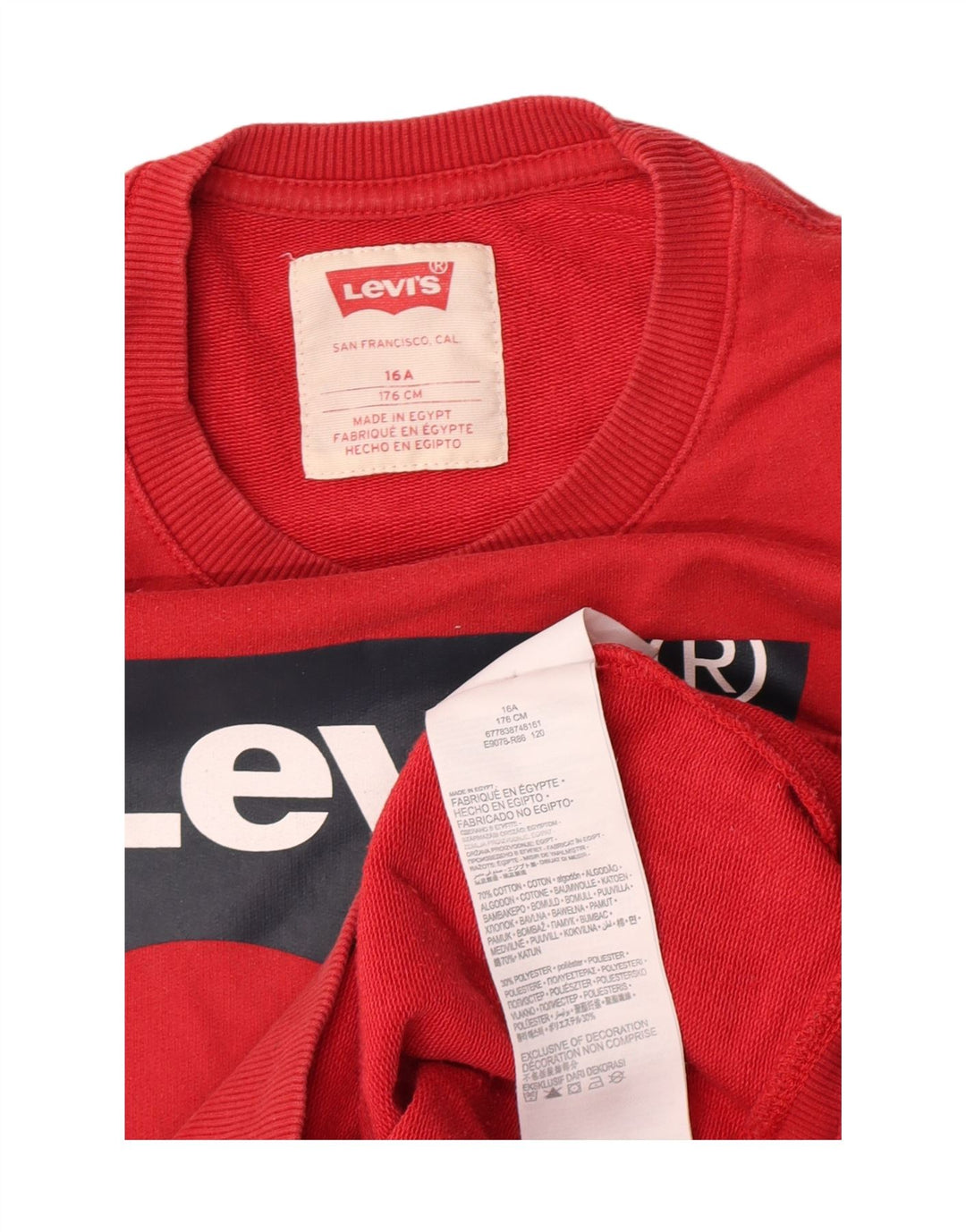 Levi's Boys Graphic Sweatshirt Jumper 15-16 Years Red Cotton
