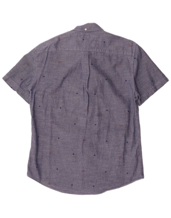 Tommy Hilfiger Mens Abstract Pattern Short Sleeve Shirt Large Navy Blue