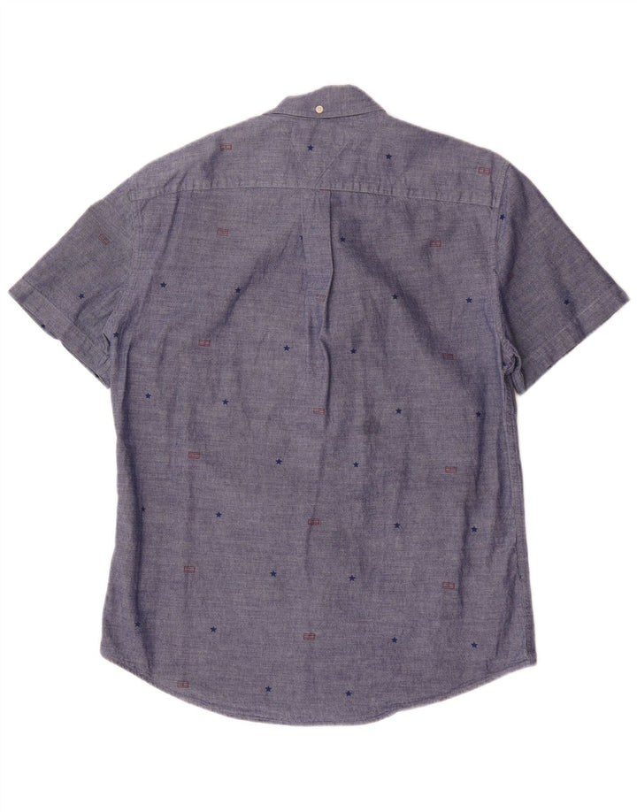 Tommy Hilfiger Mens Abstract Pattern Short Sleeve Shirt Large Navy Blue