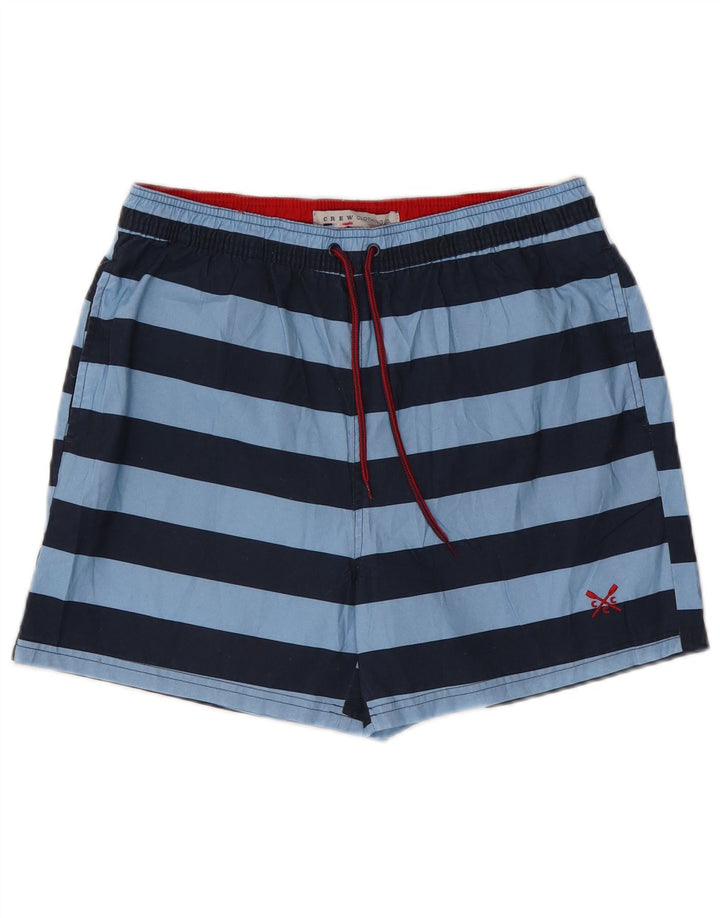 CREW CLOTHING Mens Swimming Shorts Medium  Blue Striped Polyester