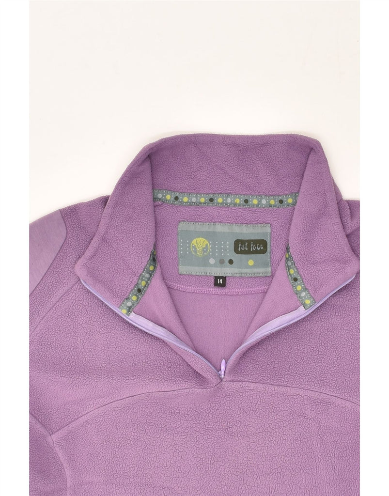 FAT FACE Womens Zip Neck Jumper Sweater UK 14 Large Purple Polyester | Vintage Fat Face | Thrift | Second-Hand Fat Face | Used Clothing | Messina Hembry 