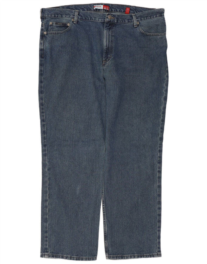IZOD Mens Straight Jeans W42 L32 Blue Cotton