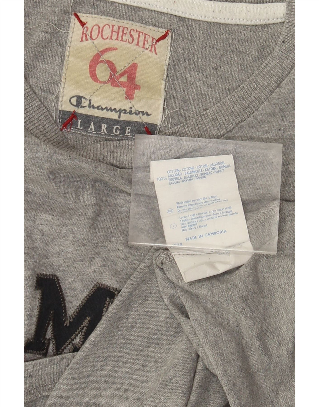 Champion Mens NY Rochester Graphic T-Shirt Top Large Grey Flecked