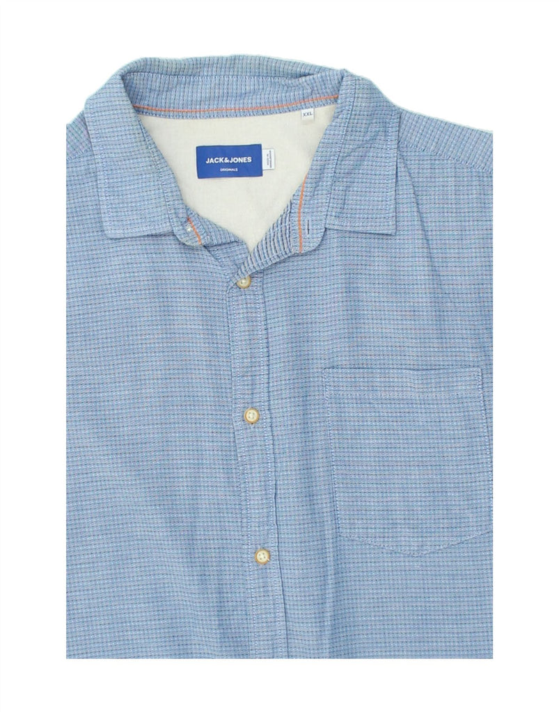 JACK & JONES Mens Short Sleeve Shirt 2XL Blue Cotton | Vintage Jack & Jones | Thrift | Second-Hand Jack & Jones | Used Clothing | Messina Hembry 