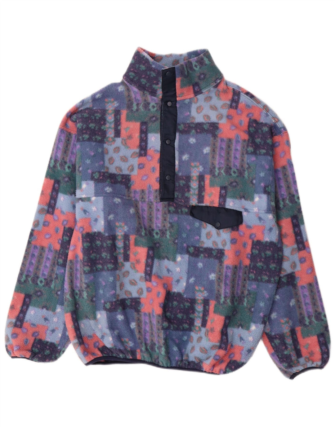Rifle Mens Button Neck Fleece Jumper XL Multicoloured Patchwork Polyester