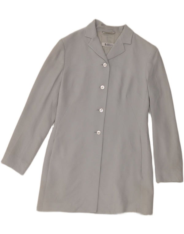 Marella Womens 4 Button Longline Blazer Jacket UK 10 Small Blue Rayon