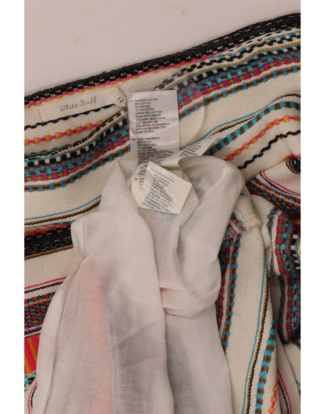 White Stuff Womens Mini Skirt UK 12 Medium W32 Multicoloured Striped Cotton