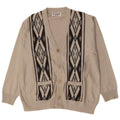 Vintage Mens Cardigan Sweater XL Grey Argyle/Diamond Cotton